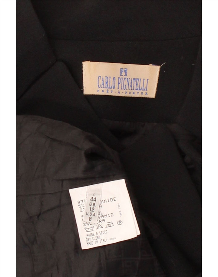 CARLO PIGNATELLI Womens Blazer Jacket UK 12 Medium Black Wool Vintage Carlo Pignatelli and Second-Hand Carlo Pignatelli from Messina Hembry 