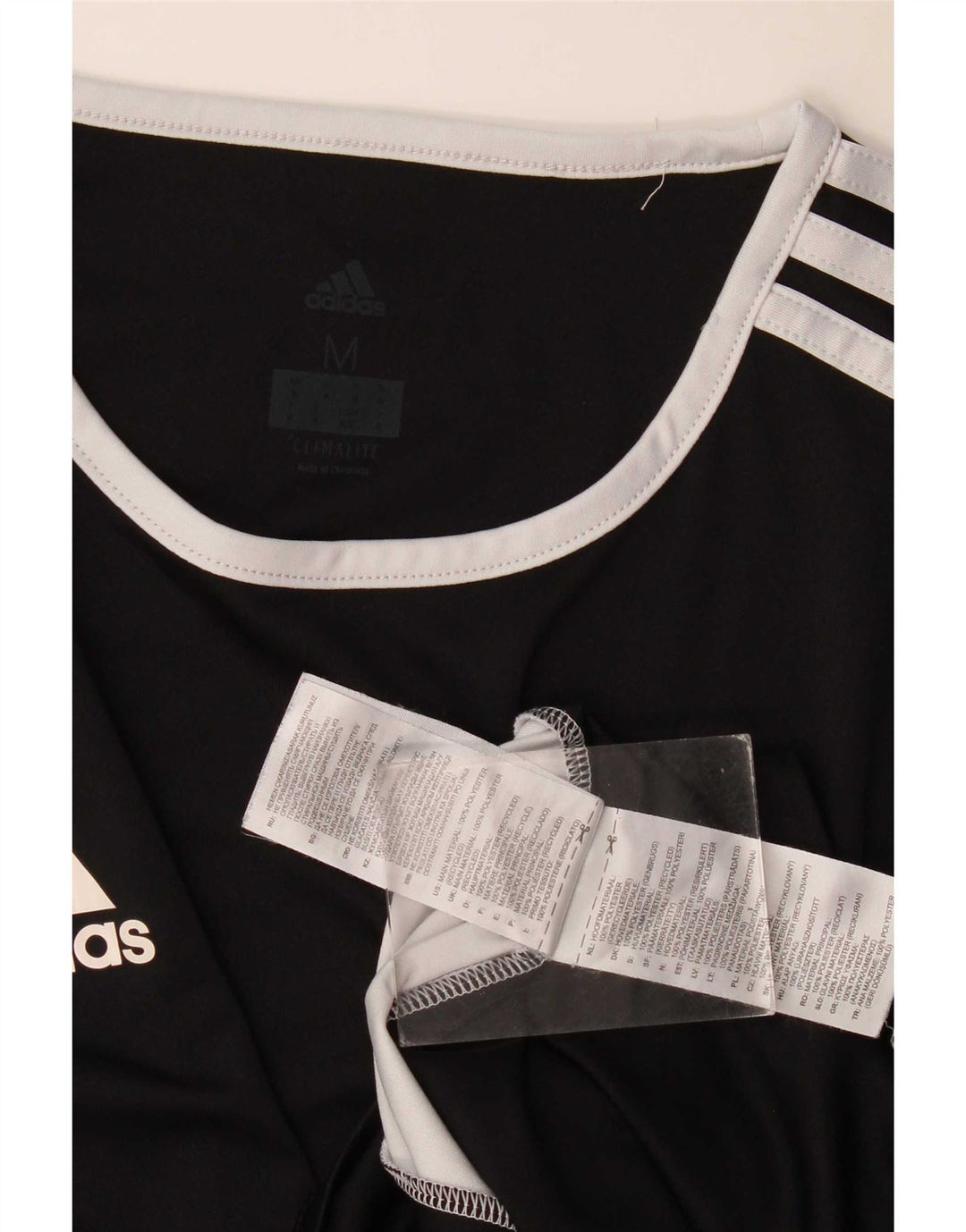 Adidas Hombre Climalite Camiseta Top Medio Negro Colorblock Poliéster