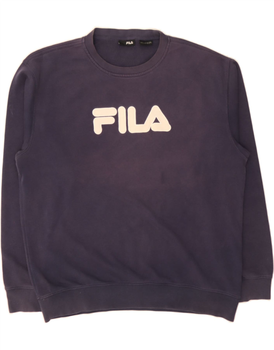 FILA Mens Graphic Sweatshirt Jumper XL Navy Blue Vintage Fila and Second-Hand Fila from Messina Hembry 