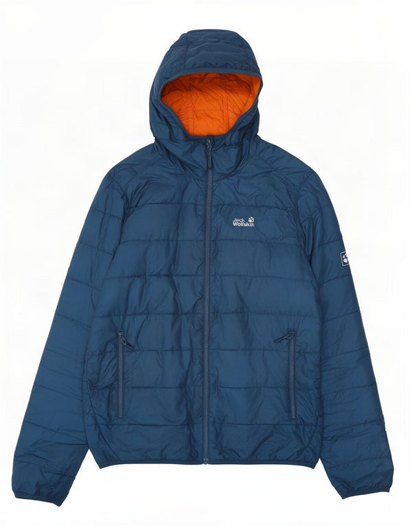 Jack Wolfskin Chaqueta acolchada con capucha para hombre UK 40/42 Poliéster azul medio