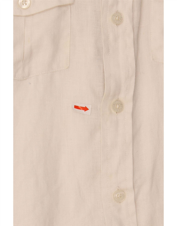 TOMMY HILFIGER Boys Shirt 14-15 Years White Linen Vintage Tommy Hilfiger and Second-Hand Tommy Hilfiger from Messina Hembry 