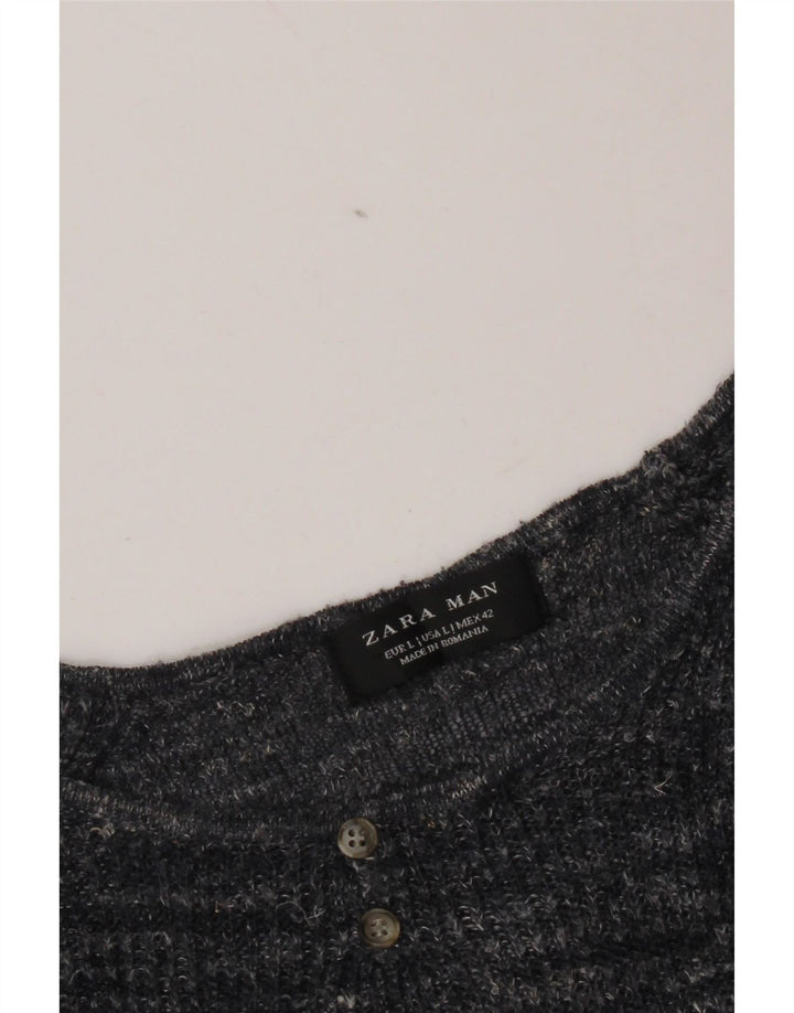 Zara Hombre Jersey De Cuello Redondo Jersey Grande Azul Marino Moteado