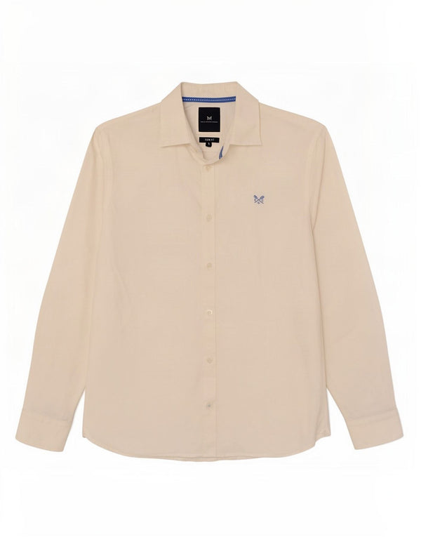 Crew Clothing Camisa ajustada para hombre Algodón blanco pequeño