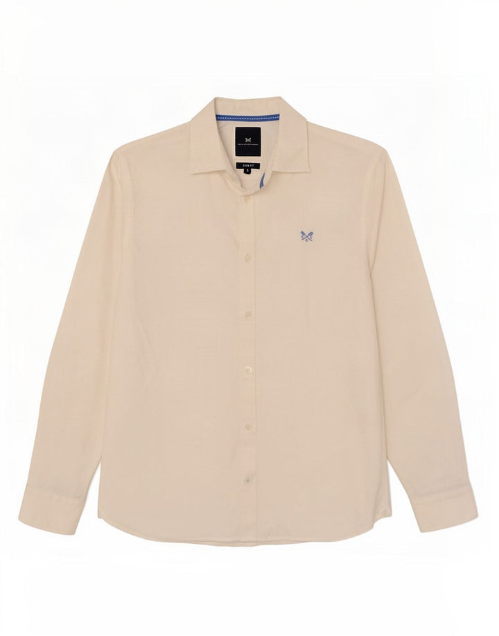 Crew Clothing Camisa ajustada para hombre Algodón blanco pequeño