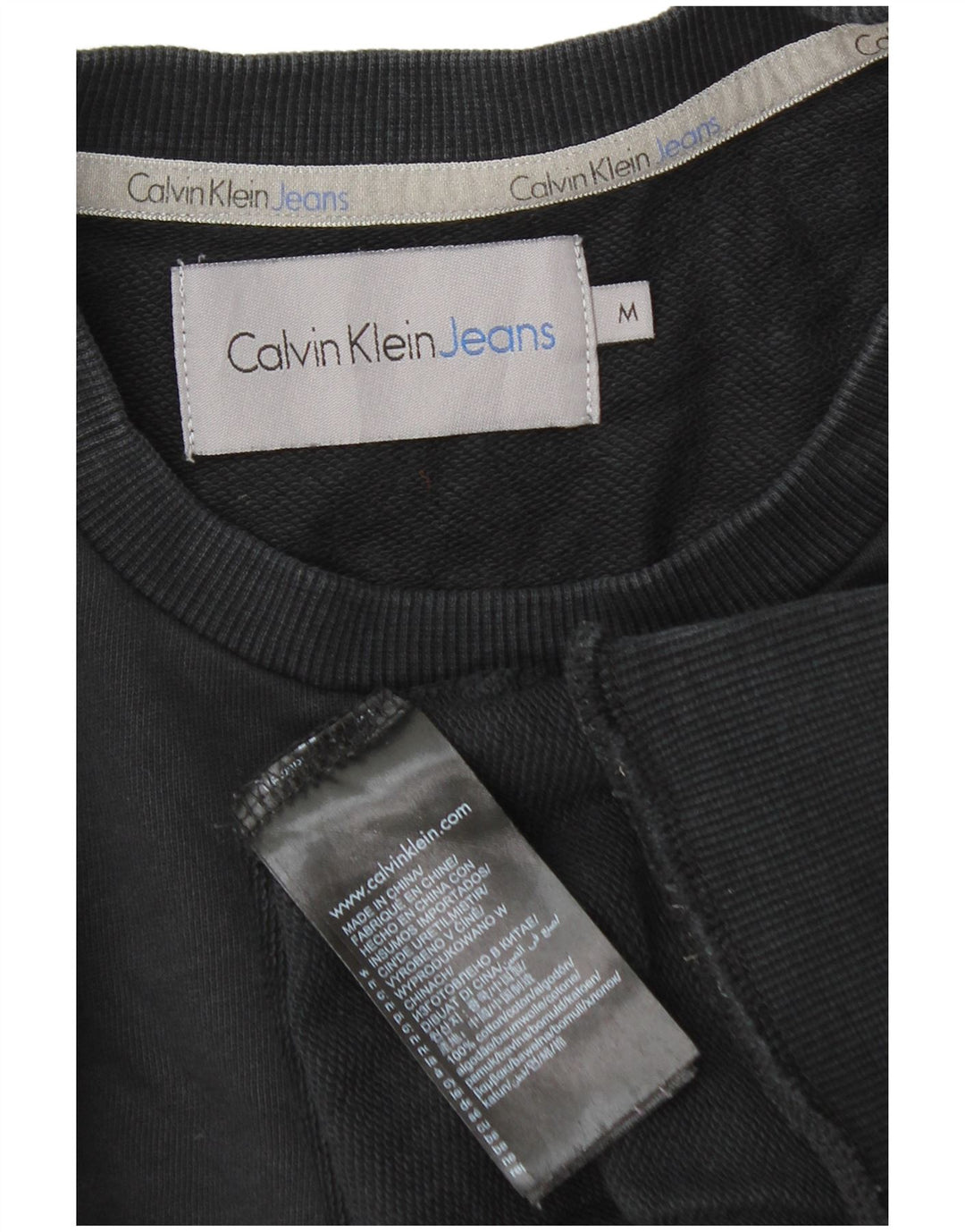 Calvin Klein Jeans Hombre Sudadera Gráfica Jumper Algodón Negro Mediano