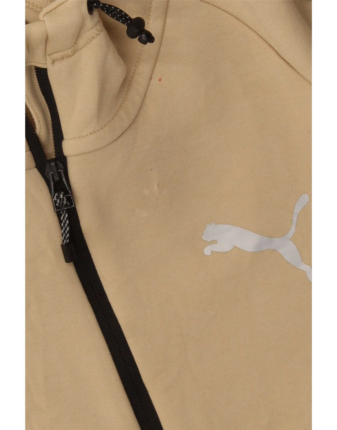Puma Hombre Zip Sudadera Con Capucha Suéter Medio Algodón Beige