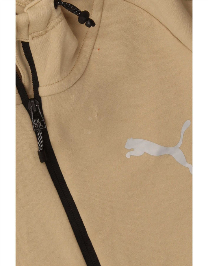 Puma Hombre Zip Sudadera Con Capucha Suéter Medio Algodón Beige