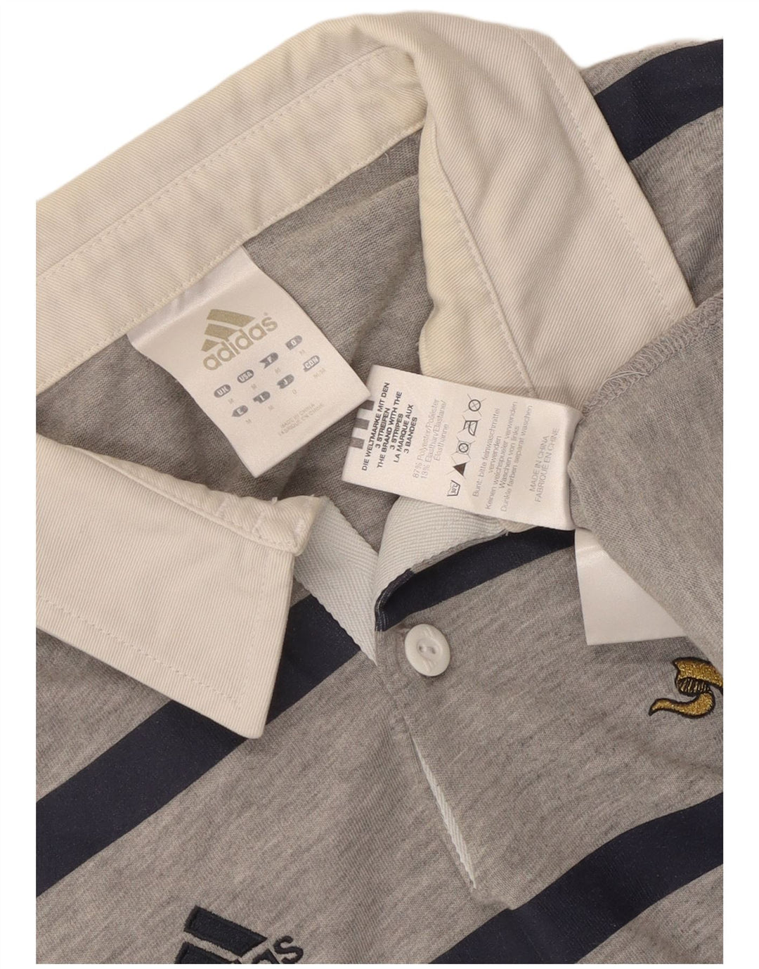 Adidas Polo De Rugby Gráfico Para Hombre Poliéster A Rayas Gris Medio