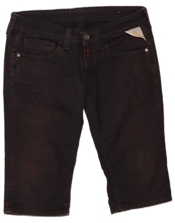 Replay Womens Denim Shorts Medium W30 Black Cotton