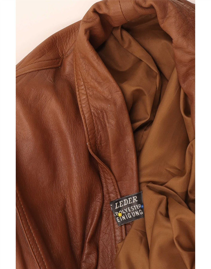 Vintage mujer chaqueta de cuero de gran tamaño Reino Unido 18 XL cuero marrón