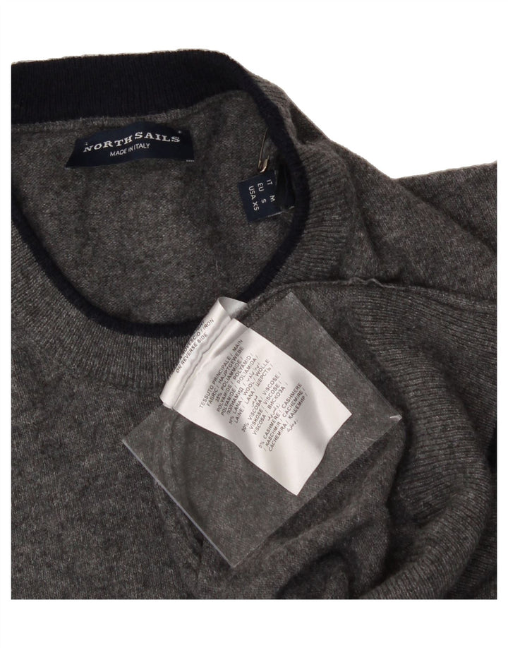 NORTH SAILS Mens Crew Neck Jumper Sweater Small Grey Wool Vintage North Sails and Second-Hand North Sails from Messina Hembry 