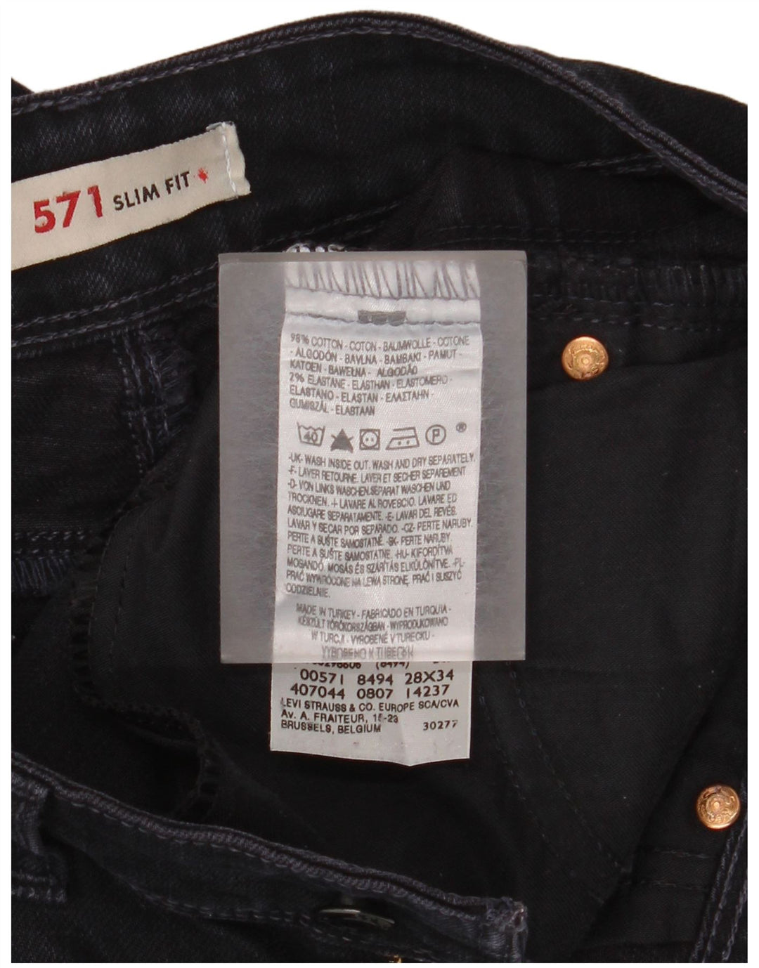 LEVI'S Mujer 571 Slim Jeans W28 L29 Algodón Azul Marino