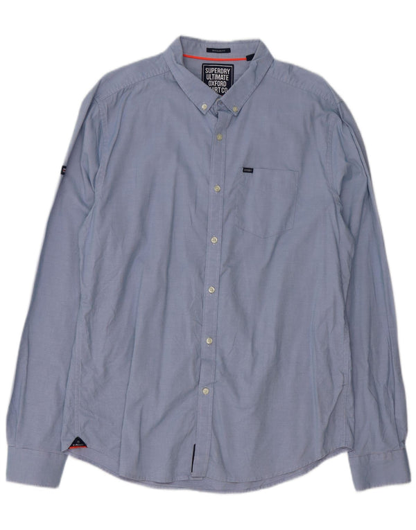 SUPERDRY Camisa Regular Fit XL De Algodón A Rayas Azul Hombre
