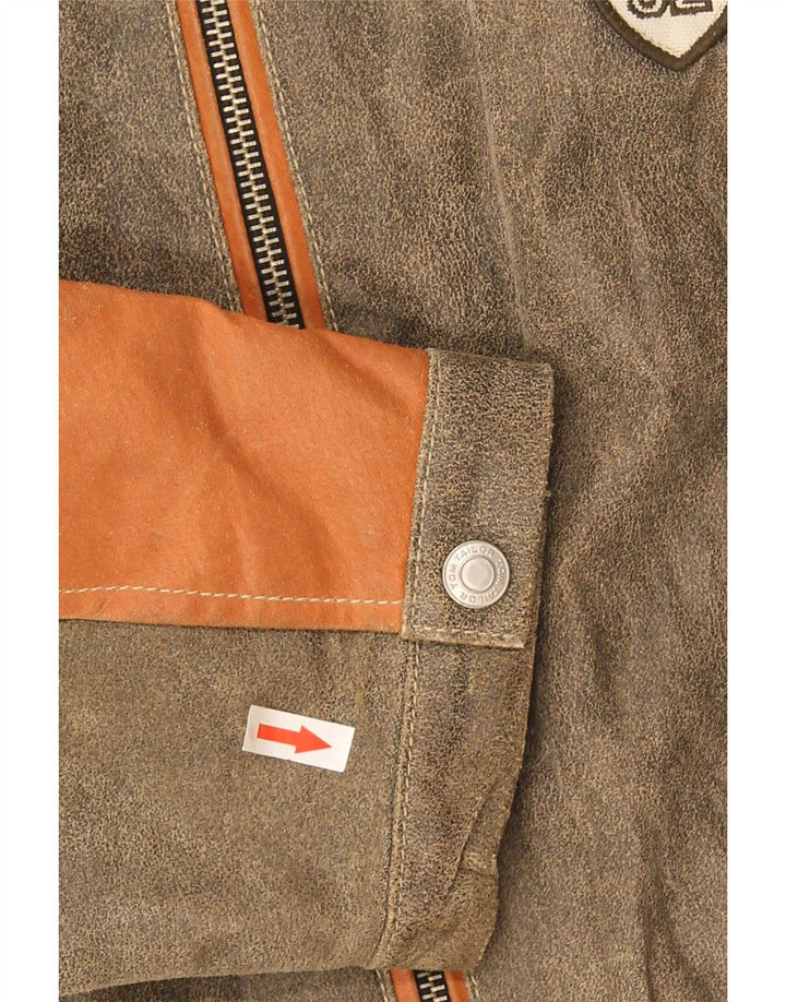 Tom Tailor Chaqueta de cuero para hombre UK 40 Large Gris Colorblock