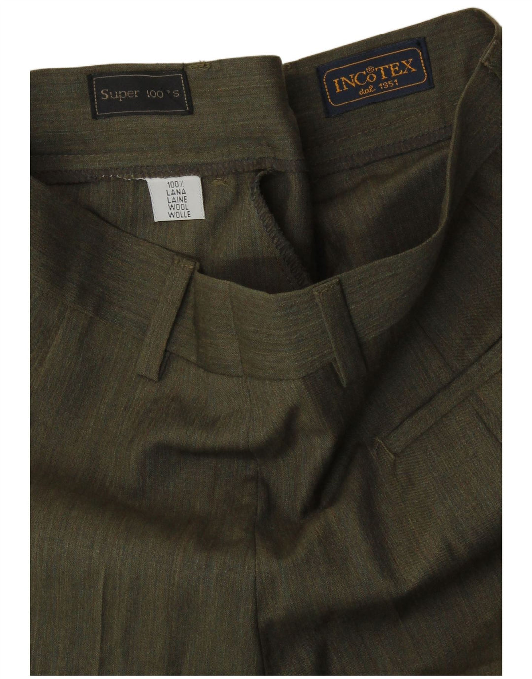 INCOTEX Pantalones de traje con pinzas para mujer UK 8 Small W26 L28 Lana caqui