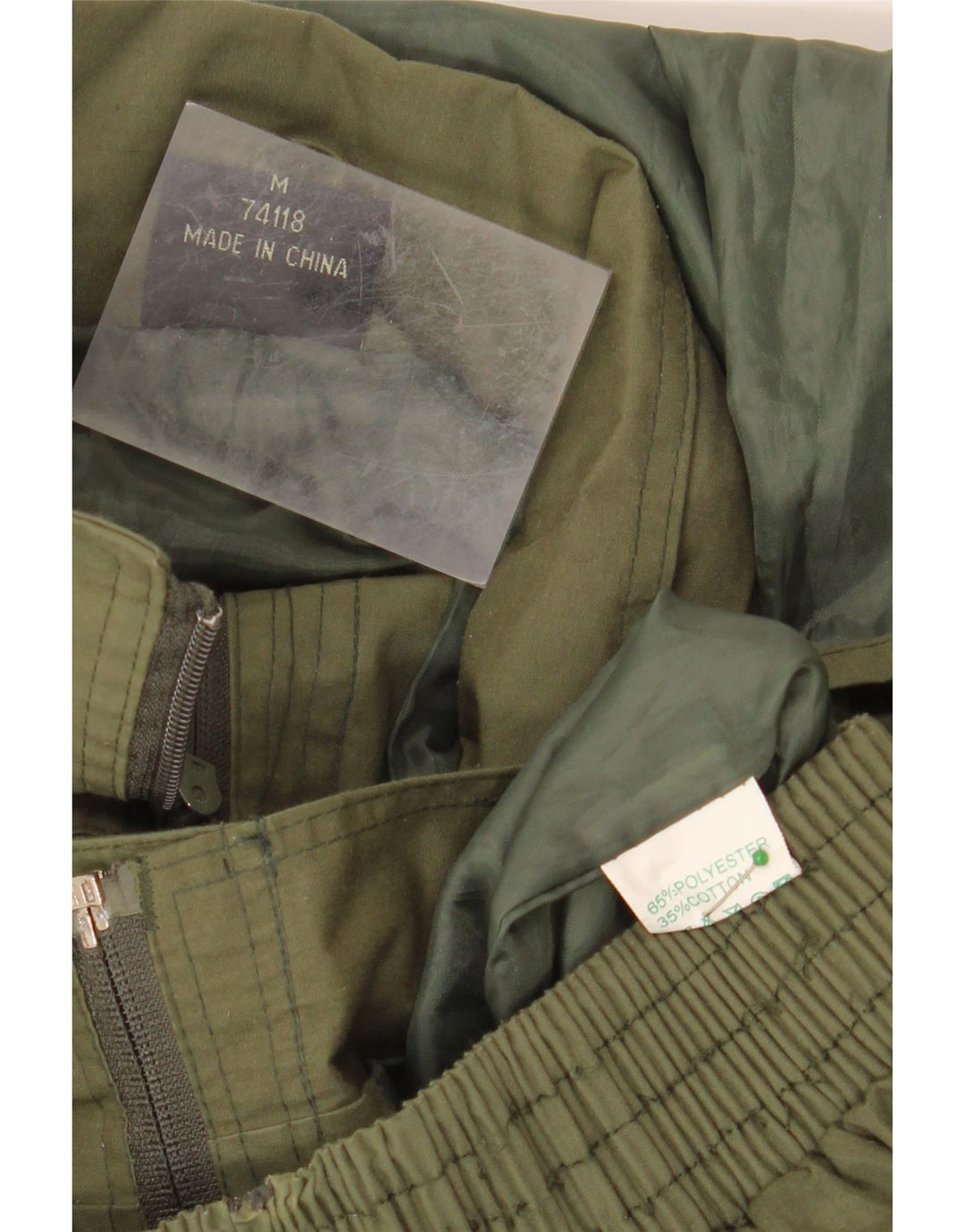 VINTAGE Chaqueta utilitaria con capucha para hombre Reino Unido 38 Poliéster caqui medio