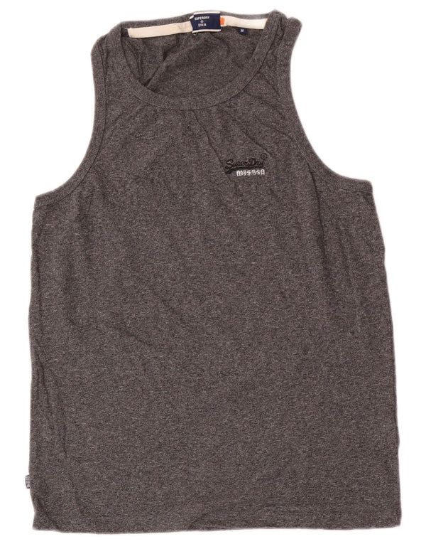 Superdry Hombre Camiseta Sin Mangas Entallada De Algodón Moteado Gris Medio