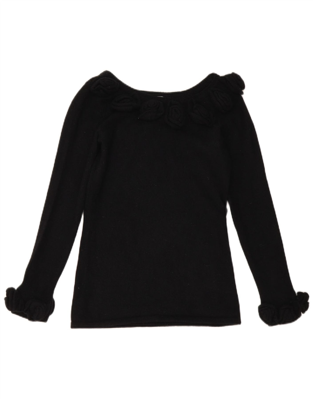 Alba Moda Mujer Cuello Barco Jersey Suéter UK 10 Pequeño Negro Lana Nueva