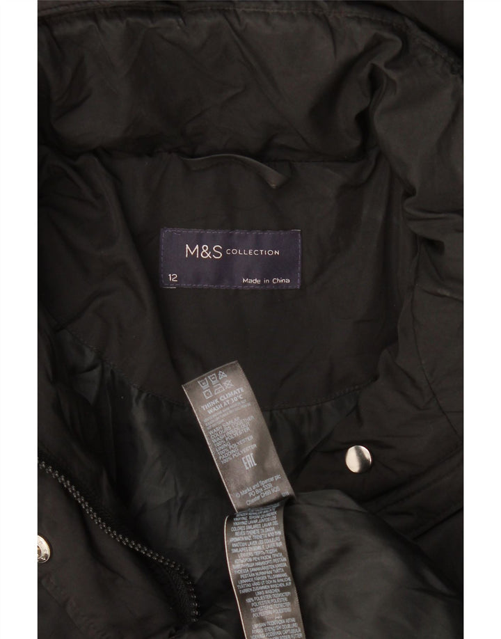 Marks & Spencer Chaqueta acolchada con capucha para mujer UK 40 Mediana Poliéster negro