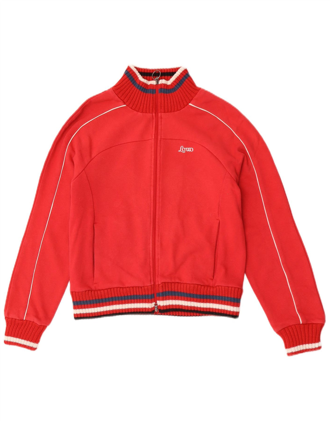 Lotto - Chaqueta de chándal para mujer, talla 40, algodón a rayas rojas medianas
