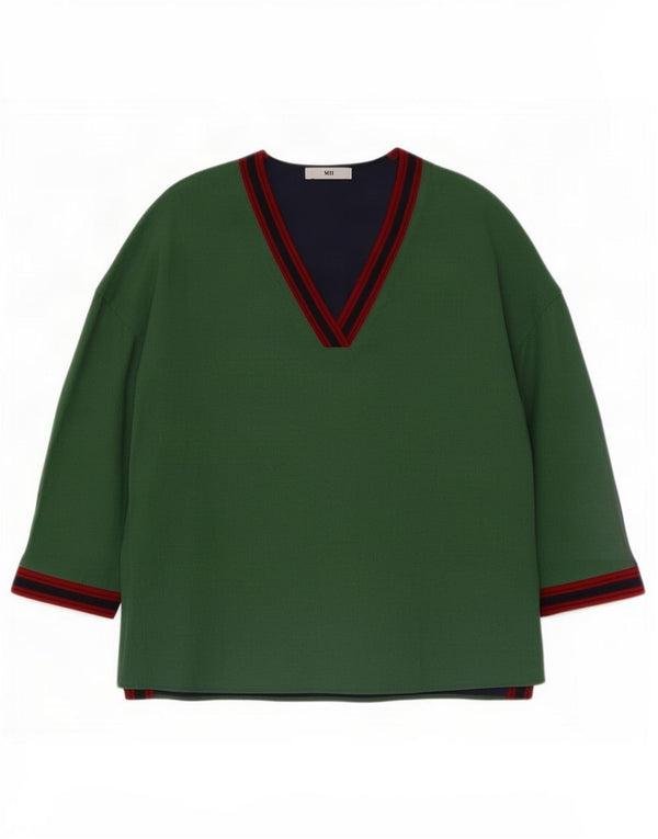 Marks & Spencer Blusa de manga 3/4 para mujer UK 46 Large Green Colourblock