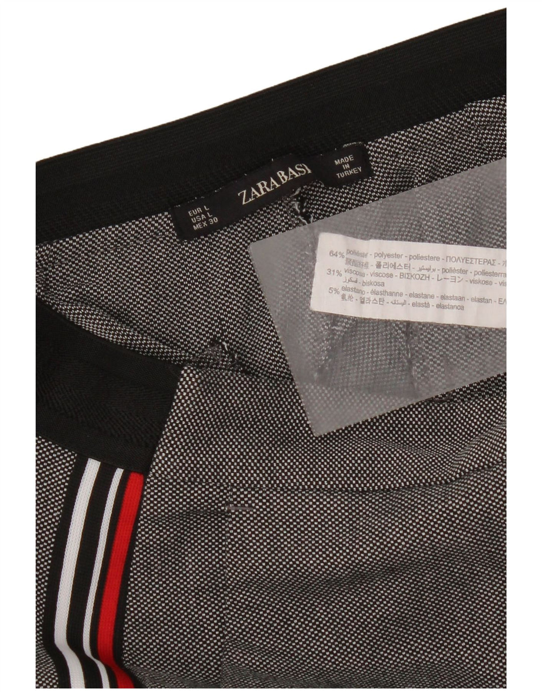 Zara Mujer Pantalón Chino Recto Grande W30 L27 Poliéster Gris