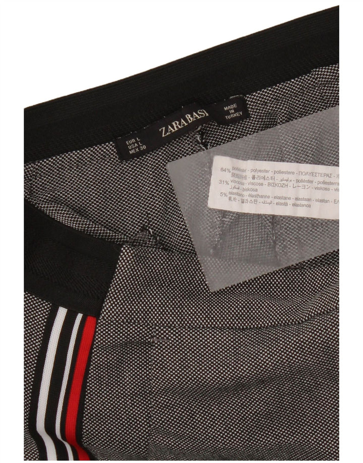 Zara Mujer Pantalón Chino Recto Grande W30 L27 Poliéster Gris