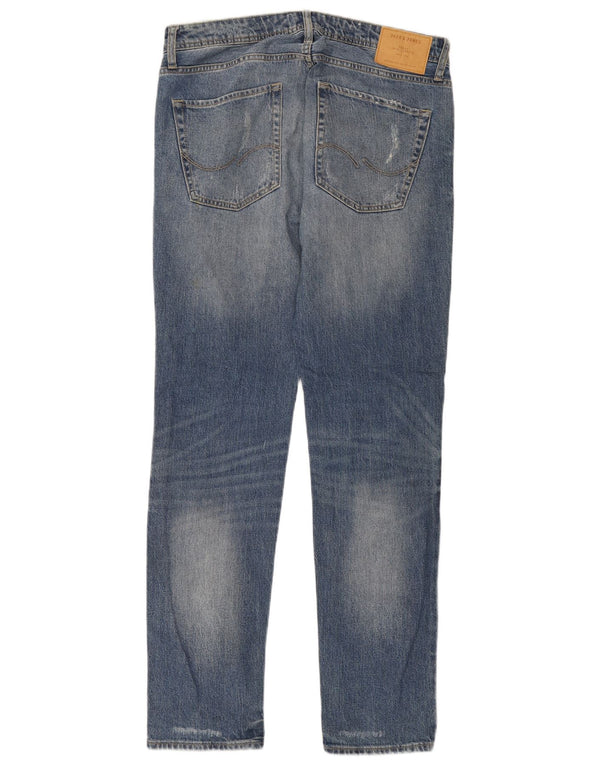Jack & Jones Mens Tim Distressed Slim Jeans W32 L34 Blue Cotton