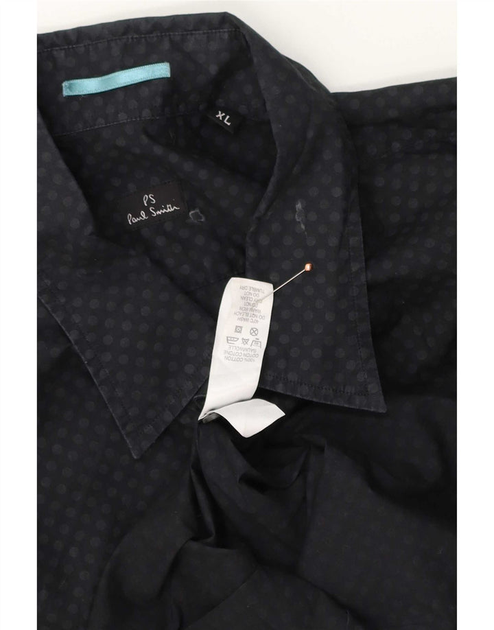 Paul Smith Camisa de corte clásico para hombre XL Algodón manchado negro
