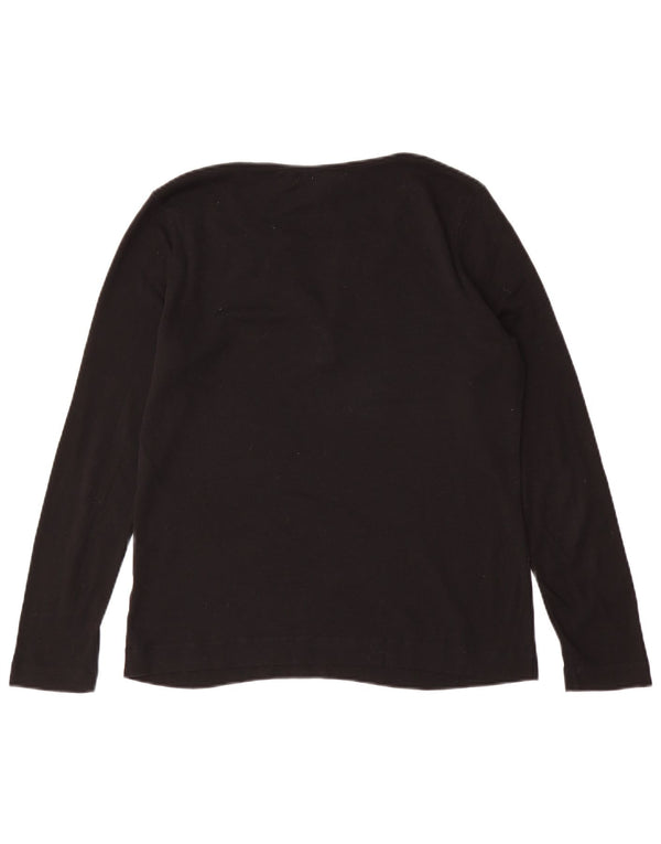 RALPH LAUREN Camiseta de manga larga para mujer UK 16 Grande Algodón negro