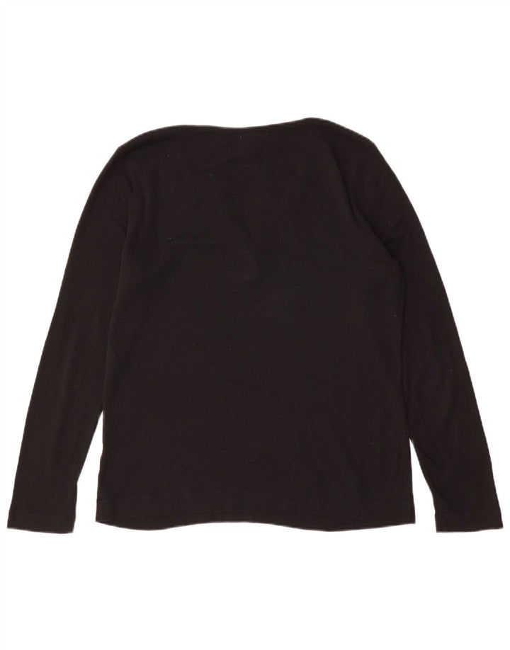 RALPH LAUREN Camiseta de manga larga para mujer UK 16 Grande Algodón negro