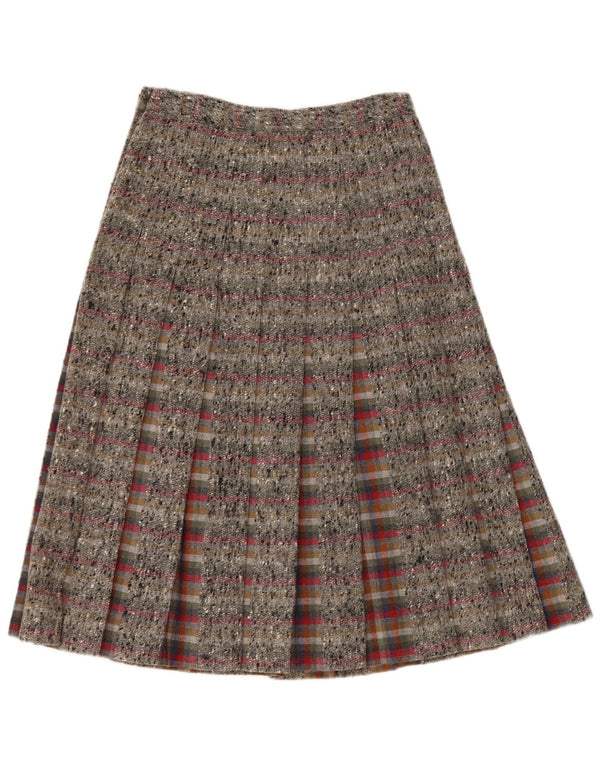 Vintage mujer cintura alta cuchillo falda plisada IT 42 Medio W24 Gris Plaid