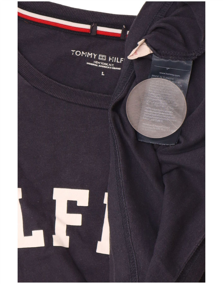 TOMMY HILFIGER Camiseta gráfica para hombre Top grande de algodón azul marino
