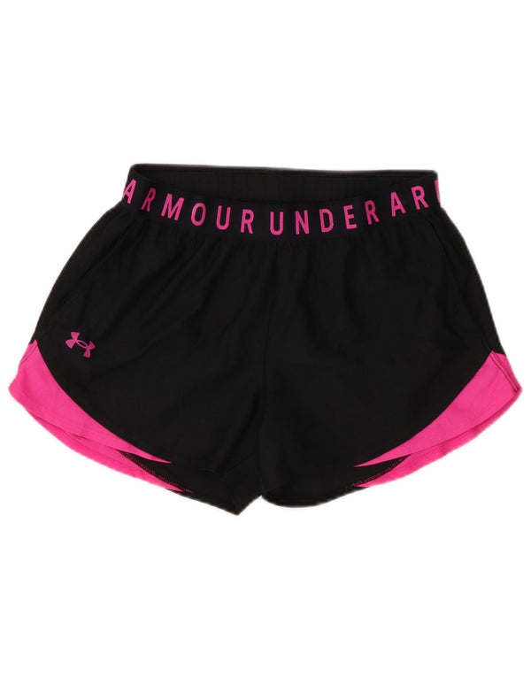Under Armour Pantalones cortos deportivos gráficos para mujer UK 10 Small Black Colourblock