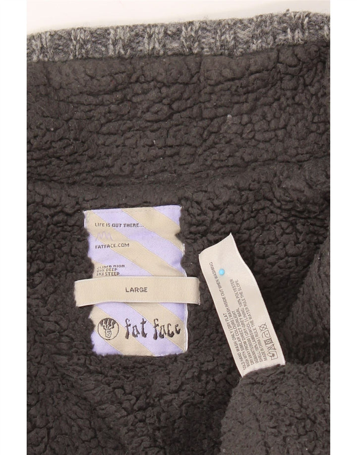 FAT FACE Suéter tipo jersey con cuello y cremallera para hombre de lana de cordero gris grande