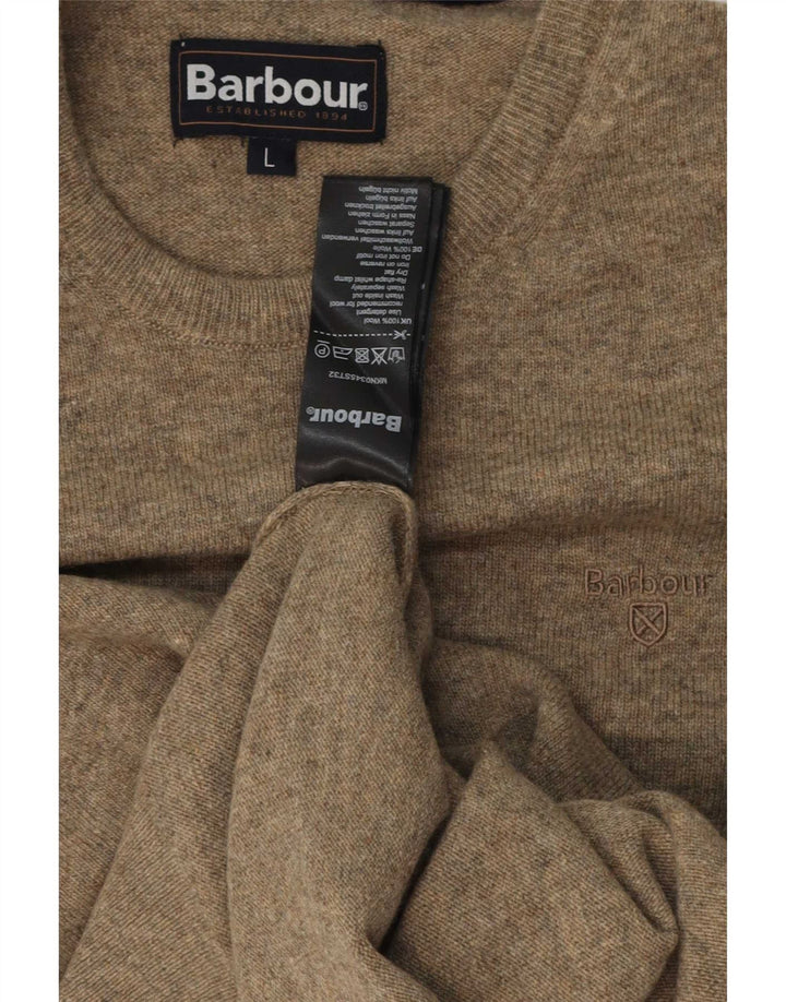 Barbour Jersey De Cuello Redondo Para Hombre Suéter De Lana Gris Grande