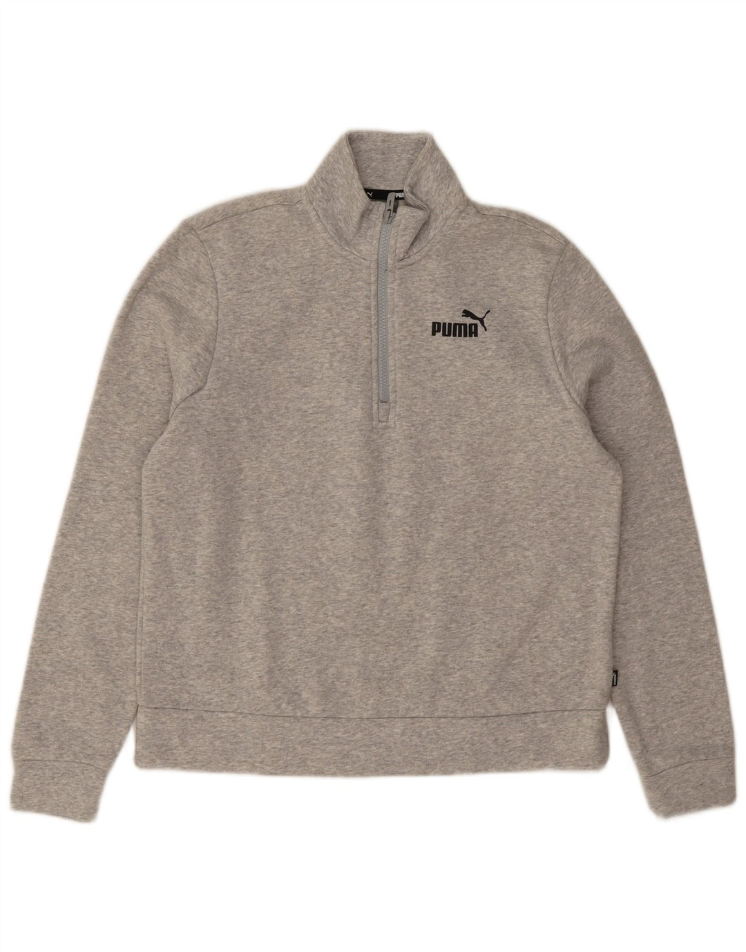Puma Mujer Zip Neck Sudadera Jumper UK 14 Algodón Gris Medio
