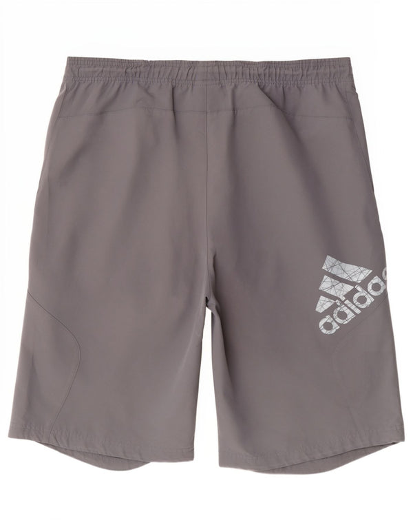 Adidas Pantalones cortos deportivos con gráficos para hombre, deportes de poliéster gris grande