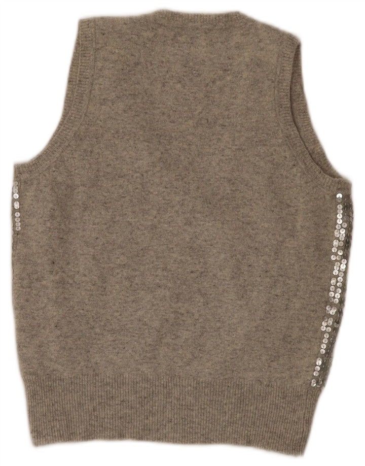 Liu Jo Mujer Crop Lentejuelas Chaleco Tank Top IT 42 Lana Gris Medio