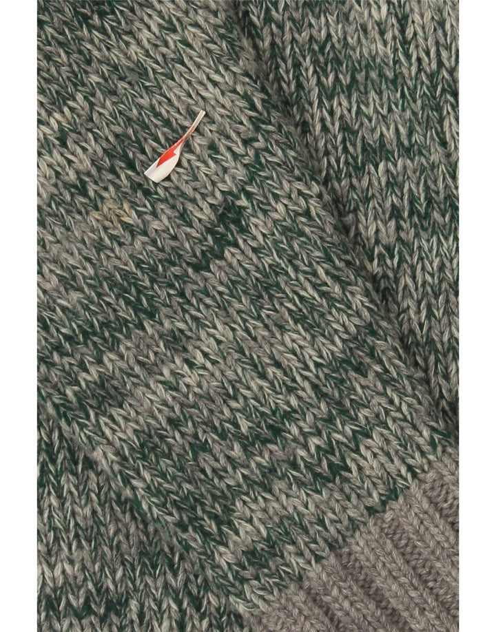 Fred Perry Suéter tipo cárdigan para hombre de lana moteada verde grande