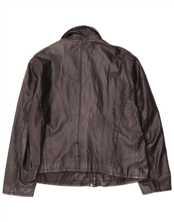 VINTAGE Chaqueta de cuero para mujer Reino Unido 16 Cuero negro grande