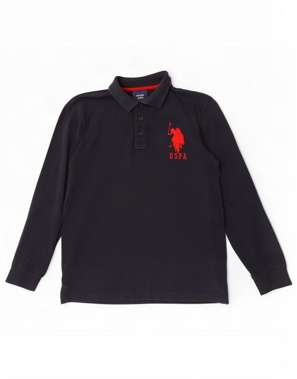 Asociación de Polo de EE. UU. Camisa de manga larga para hombre de algodón azul marino grande