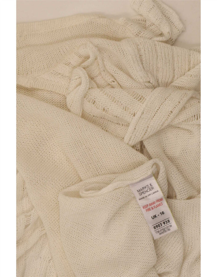 Marks & Spencer Cárdigan abierto con volantes en la parte delantera para mujer UK 46 Large White