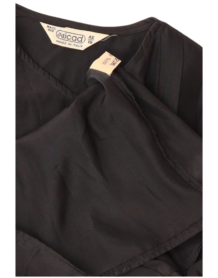 VINTAGE Blusa camisa mujer IT 46 Poliéster negro grande