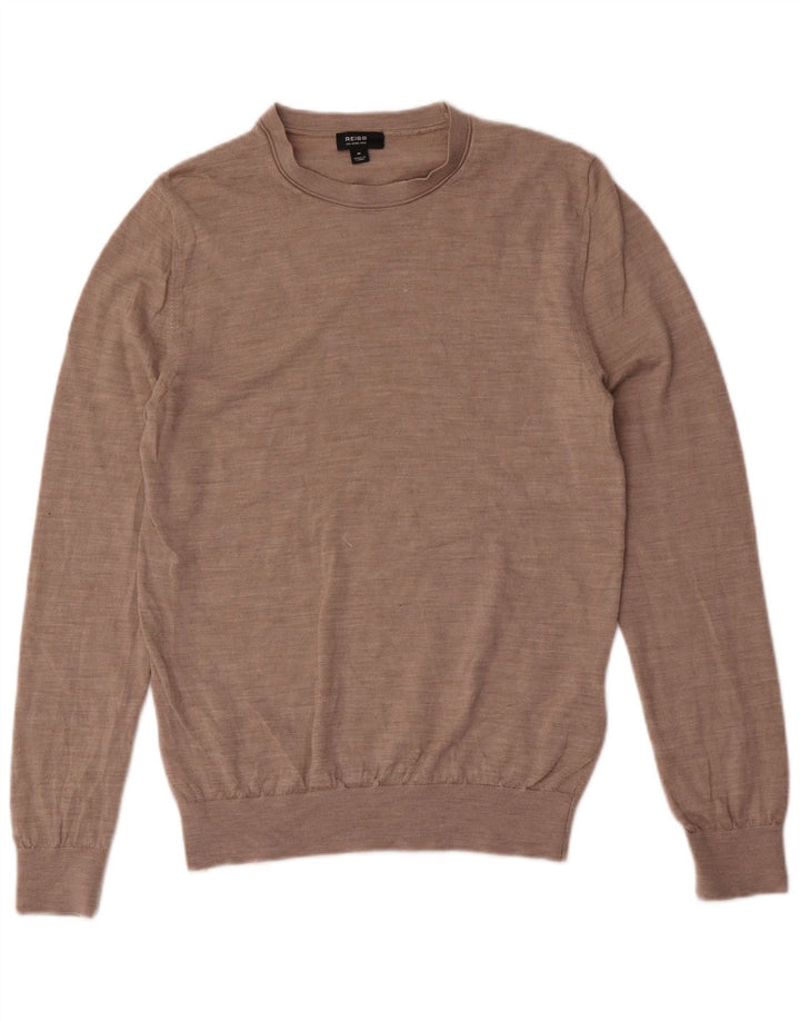 Jersey Reiss Hombre Con Cuello Redondo De Lana Marrón Medio