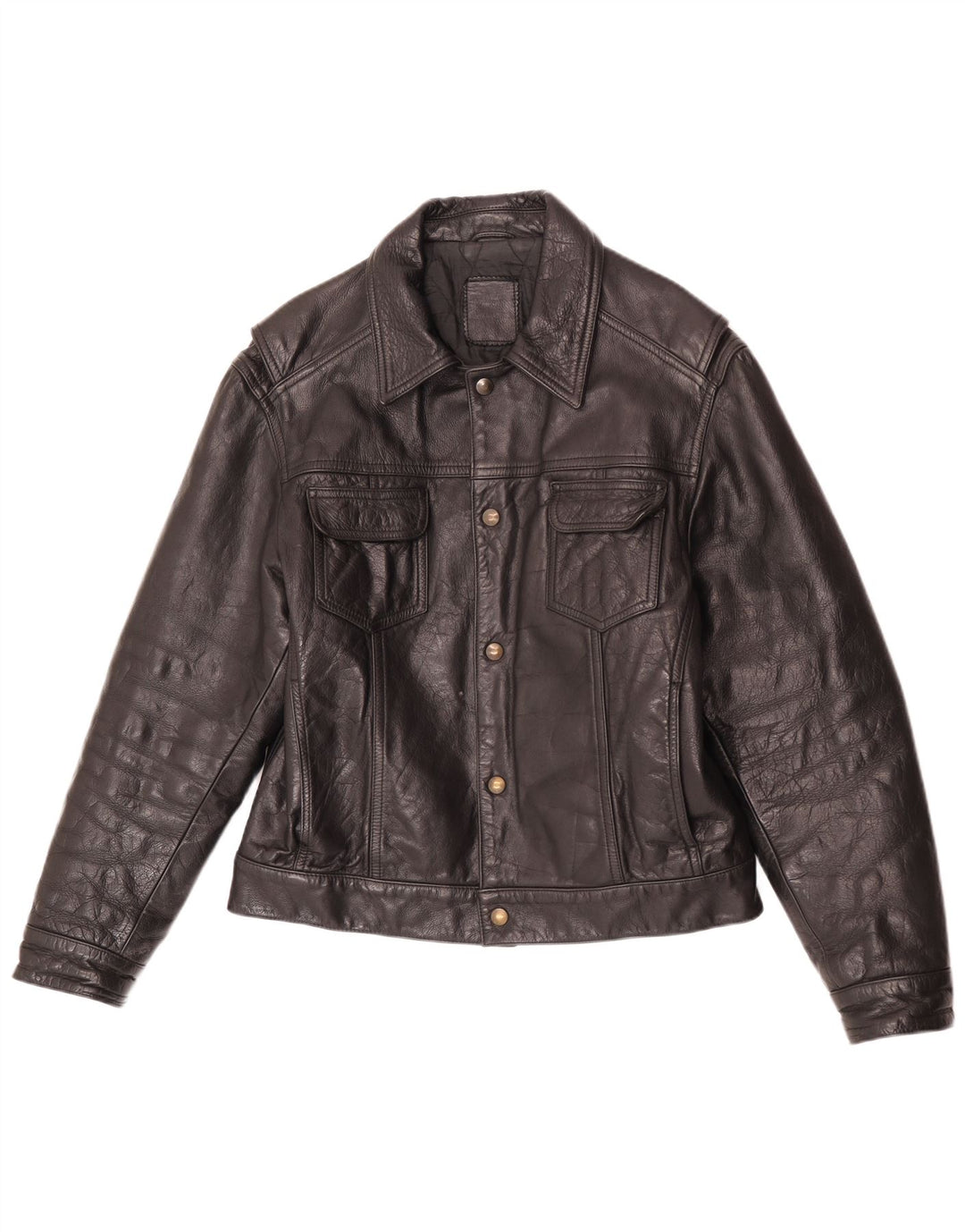 Vintage hombres chaqueta de cuero Reino Unido 40 grande negro