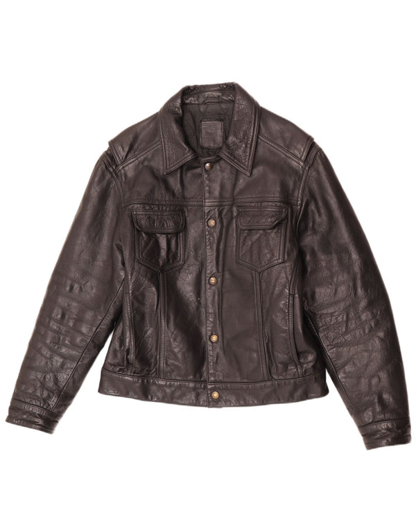 Vintage hombres chaqueta de cuero Reino Unido 40 grande negro