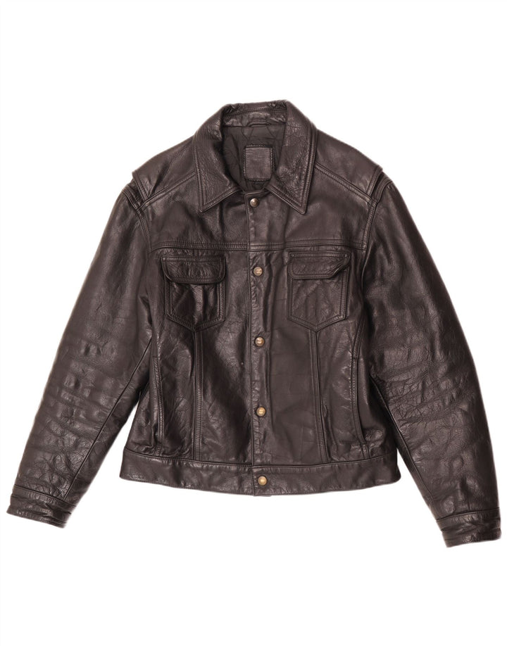 Vintage hombres chaqueta de cuero Reino Unido 40 grande negro