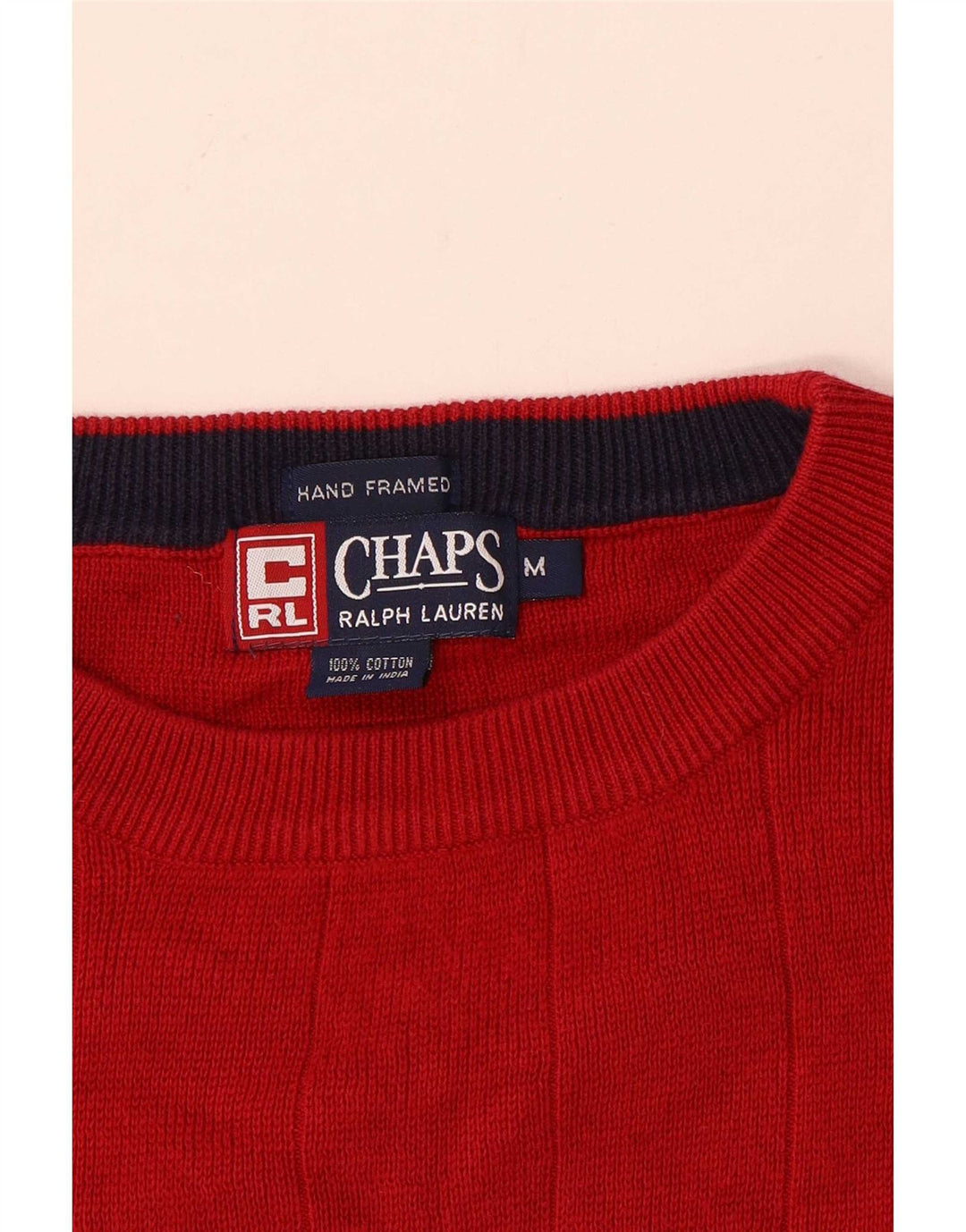 Chaps Ralph Lauren - Jersey de cuello redondo para hombre, color rojo medio, algodón