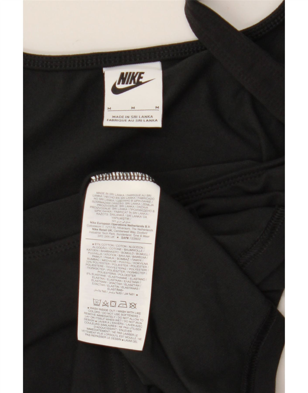NIKE Top corto de tirantes para mujer UK 12 Medium Black Cotton